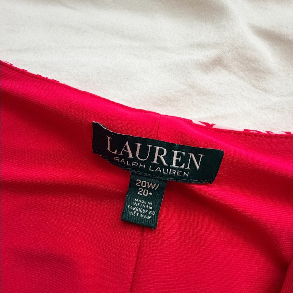 Lauren Ralph Lauren 20W Red Floral Faux Wrap Midi Dress - EUC - Picture 4 of 5